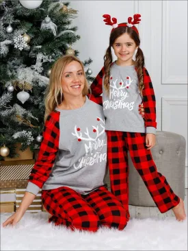 Mommy and Me Cozy Plaid Long Sleeve Holiday Pajamas