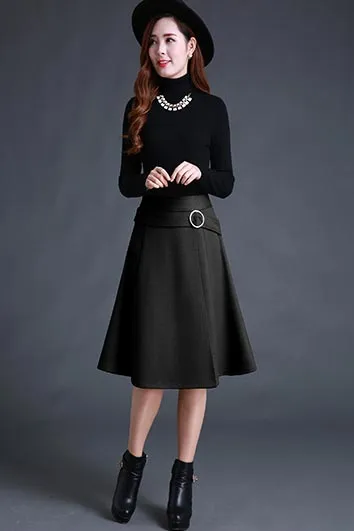 Natural waist Korean version of the irregular a-line skirt S023