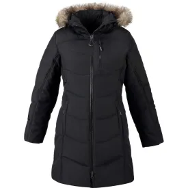 North End Women's Black Boreal Down Jacket with Faux Fur Trim