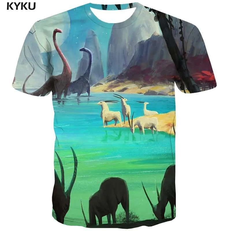 Ocean T shirts Men Graffiti Tshirts Cool Animal Shirt Print Street Tshirts Casual