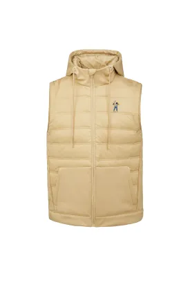 Pale Khaki Men's Hooded Puffer Vest