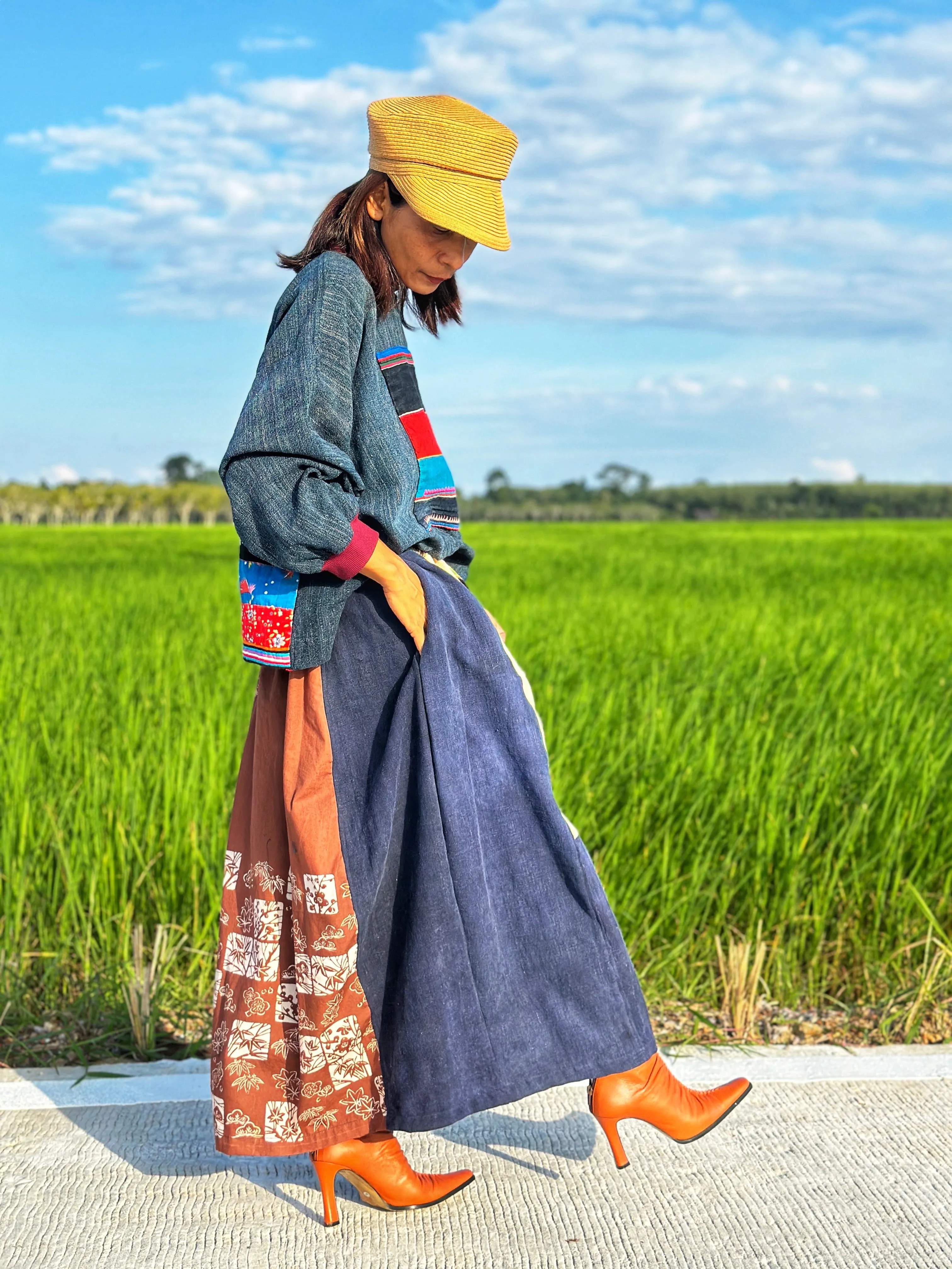 Patchwork Skirt with Embroidery