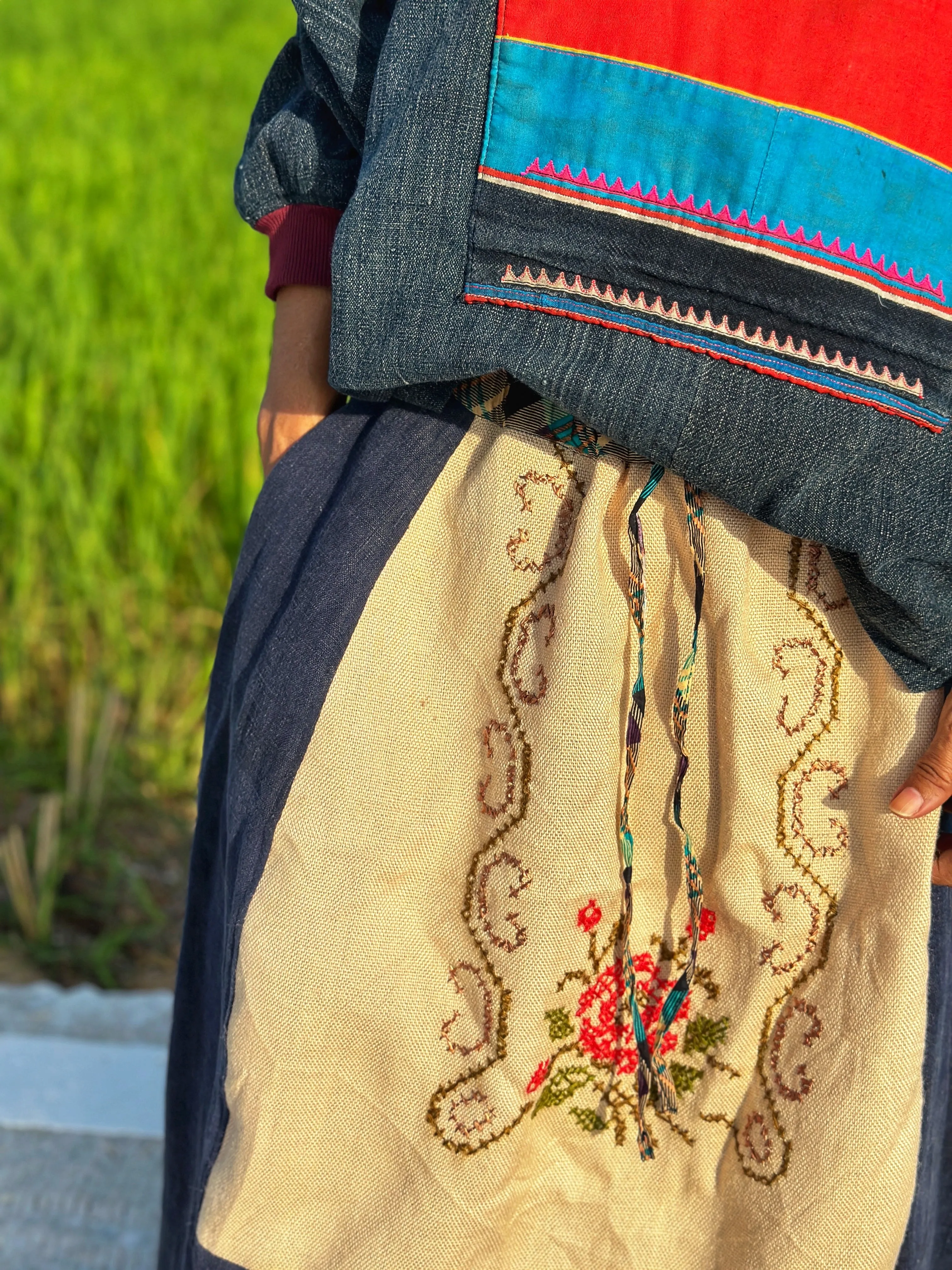 Patchwork Skirt with Embroidery