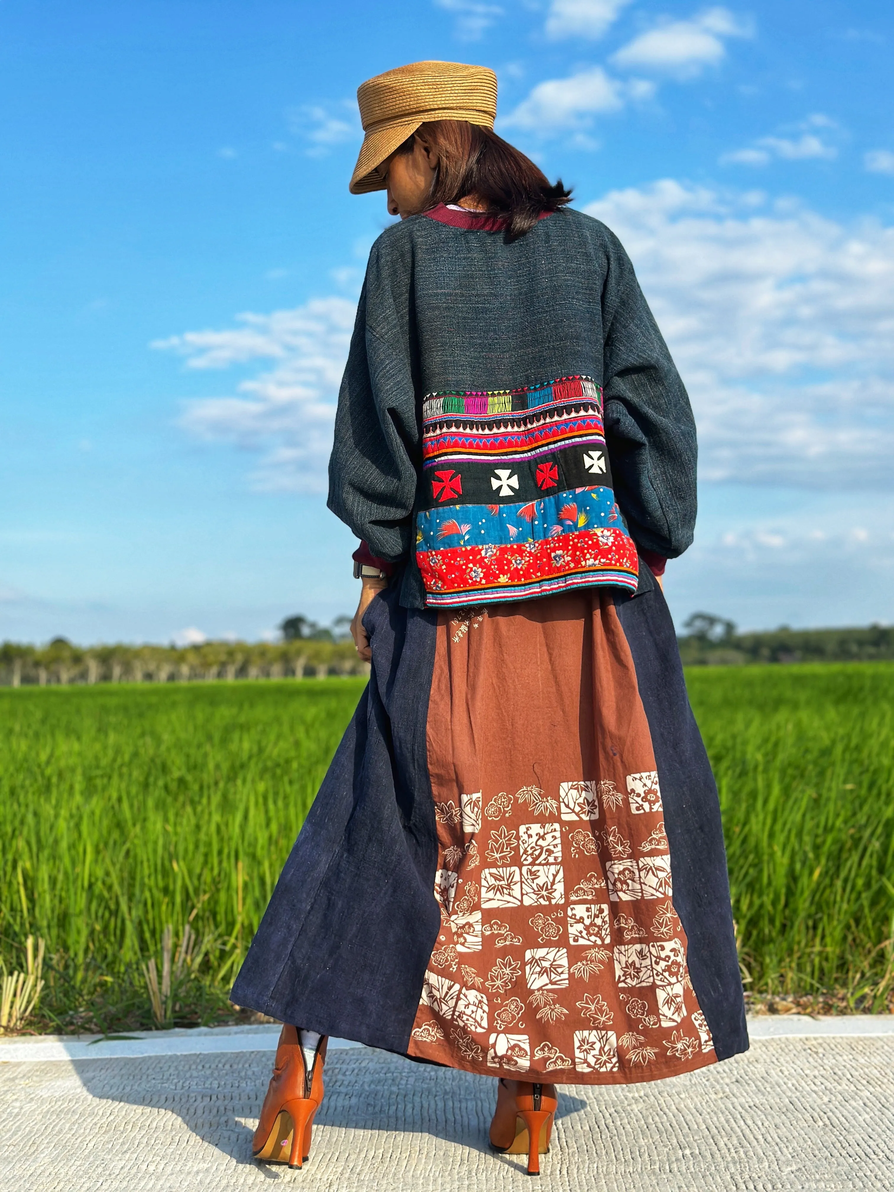 Patchwork Skirt with Embroidery