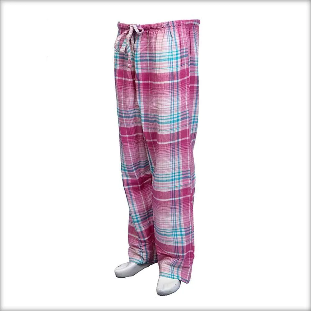 Pink & Sky Blue Checkered Pajama For Women