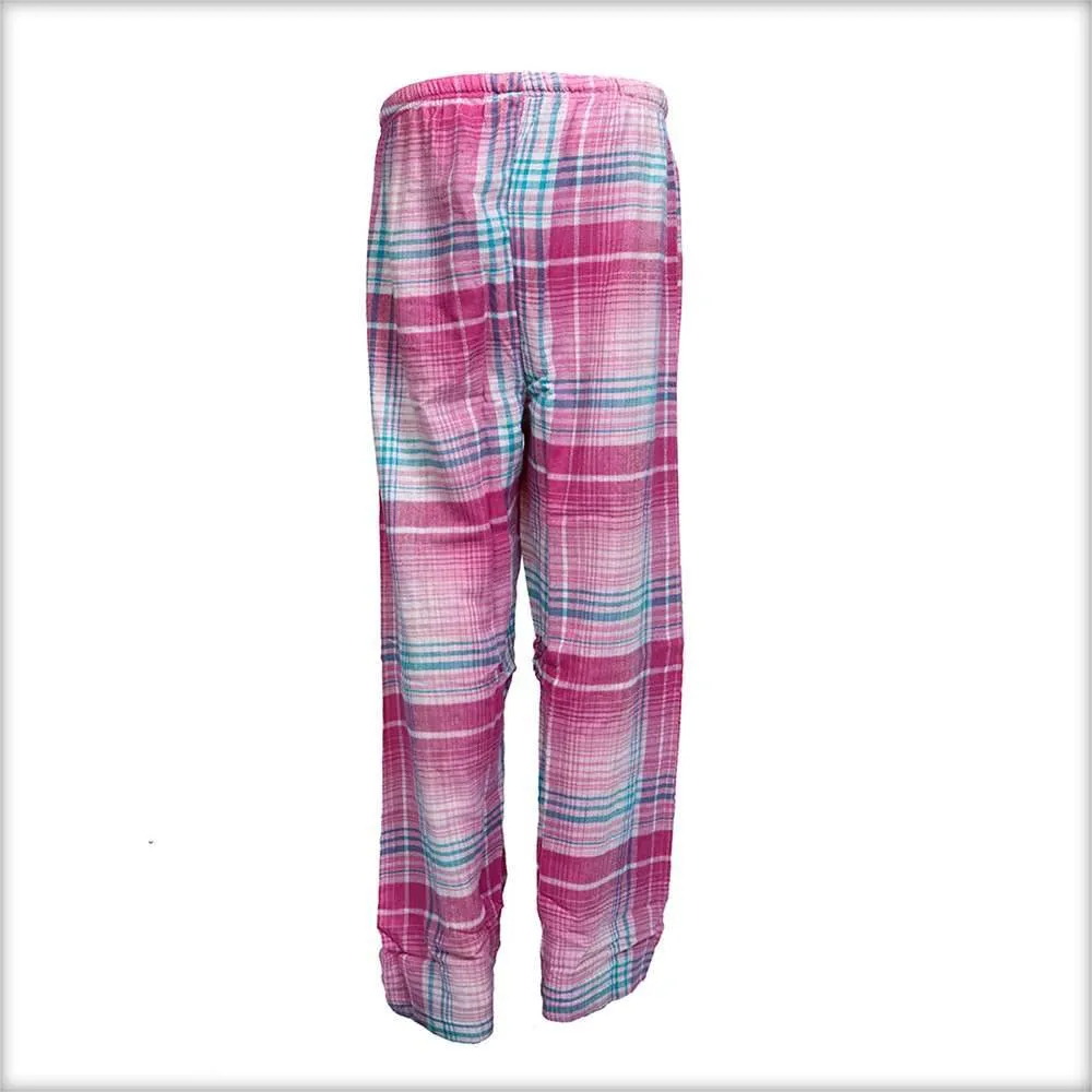 Pink & Sky Blue Checkered Pajama For Women