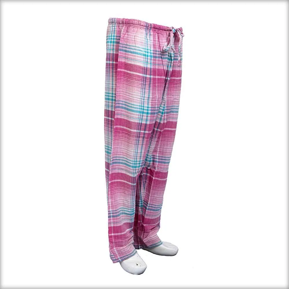 Pink & Sky Blue Checkered Pajama For Women