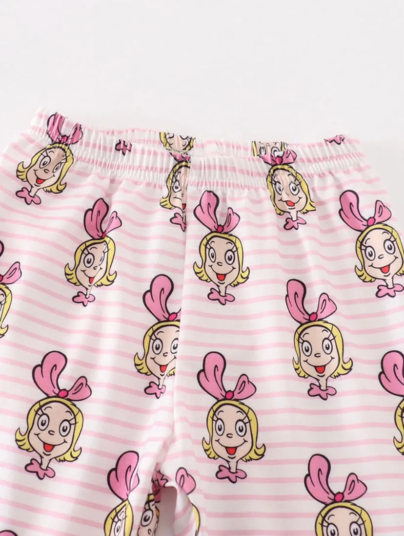 Pink Cindy Lou Who Striped Girls Pajamas