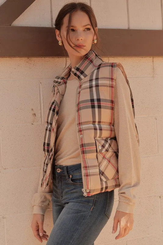 Plaid Check Print Vest