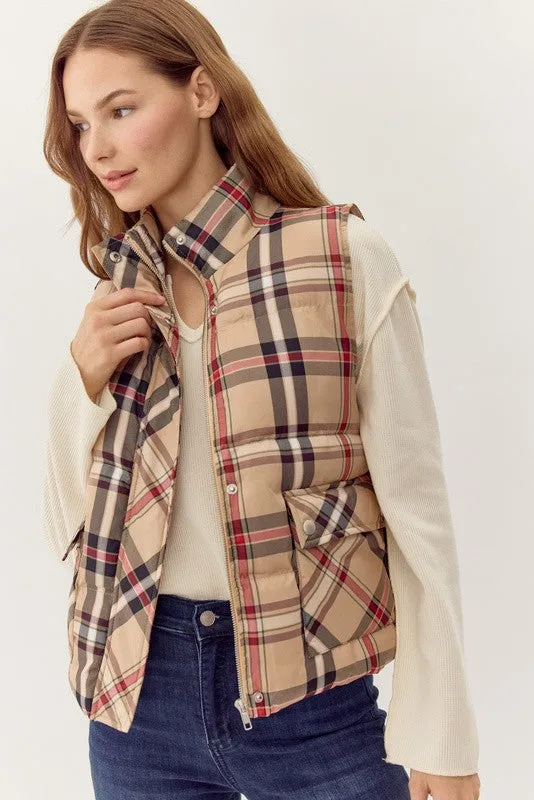 Plaid Check Print Vest