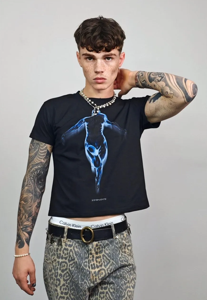 Psychedelic t-shirt slim fit unisex body print tee rave top