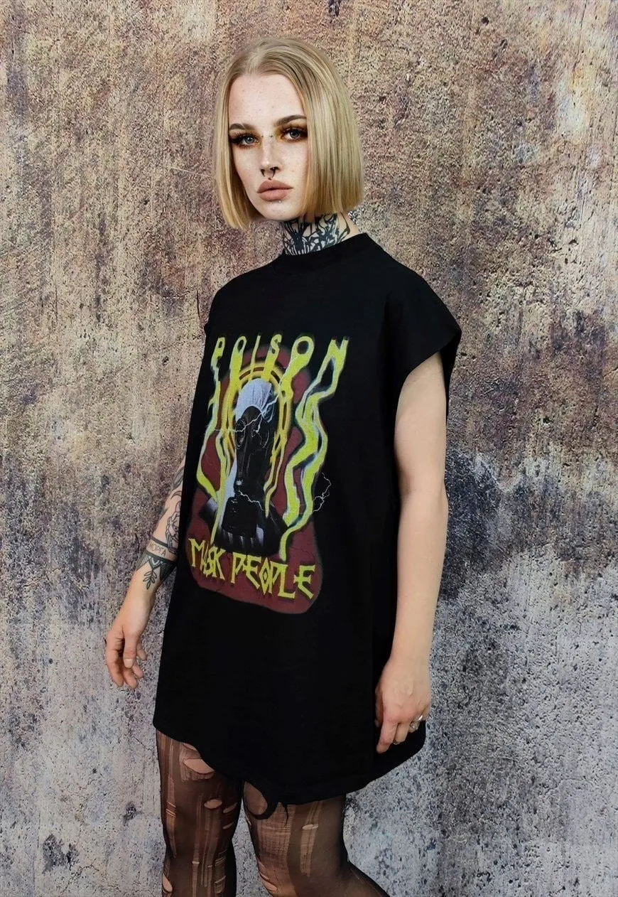 Punk print sleeveless t-shirt flame tank top surfer vest