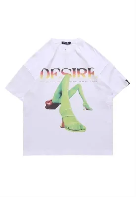 Raver t-shirt foot fetish top high heels print tee in white