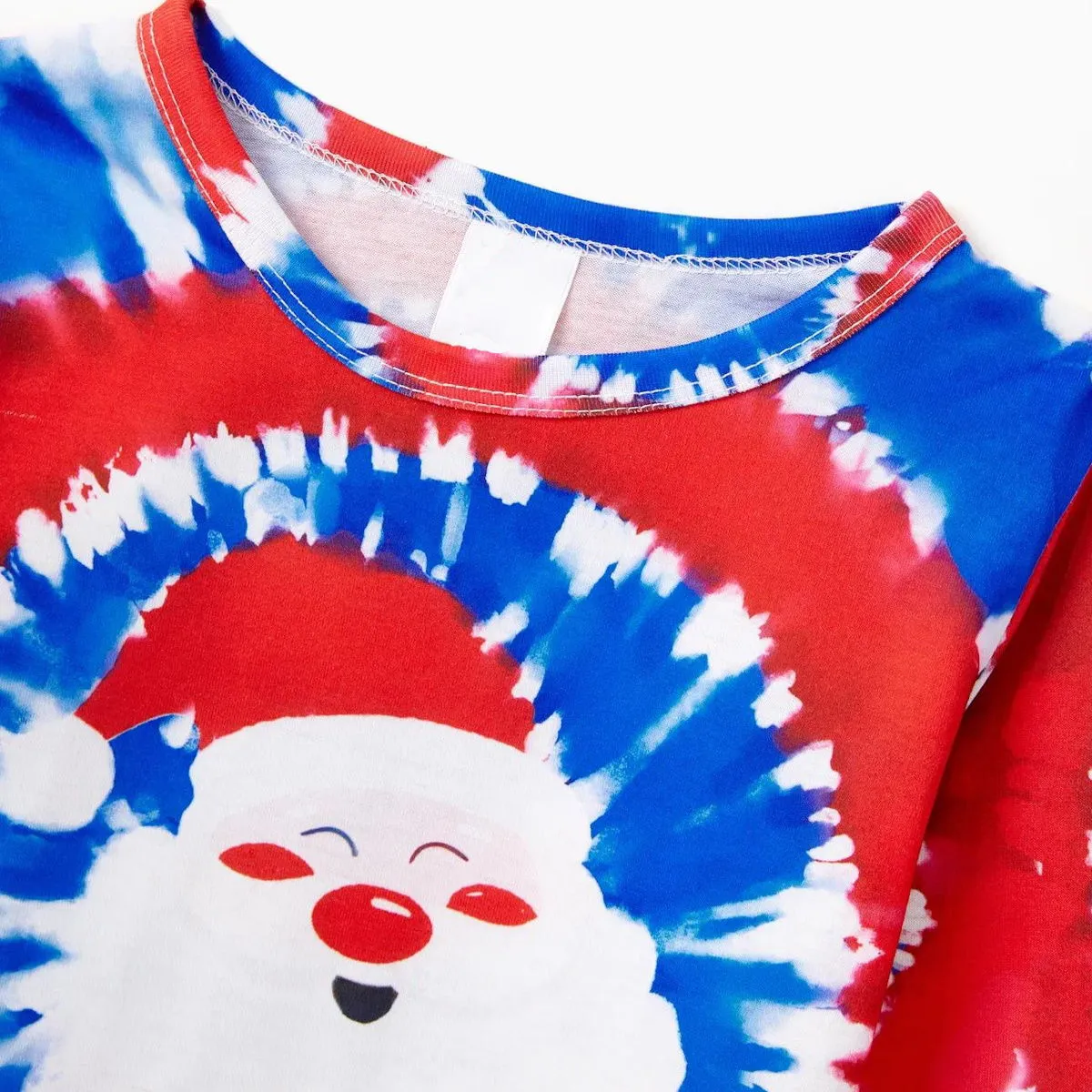 Red and Blue Tie Dye Santa Claus Pajamas for Family