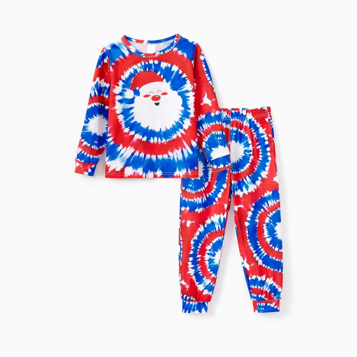 Red and Blue Tie Dye Santa Claus Pajamas for Family