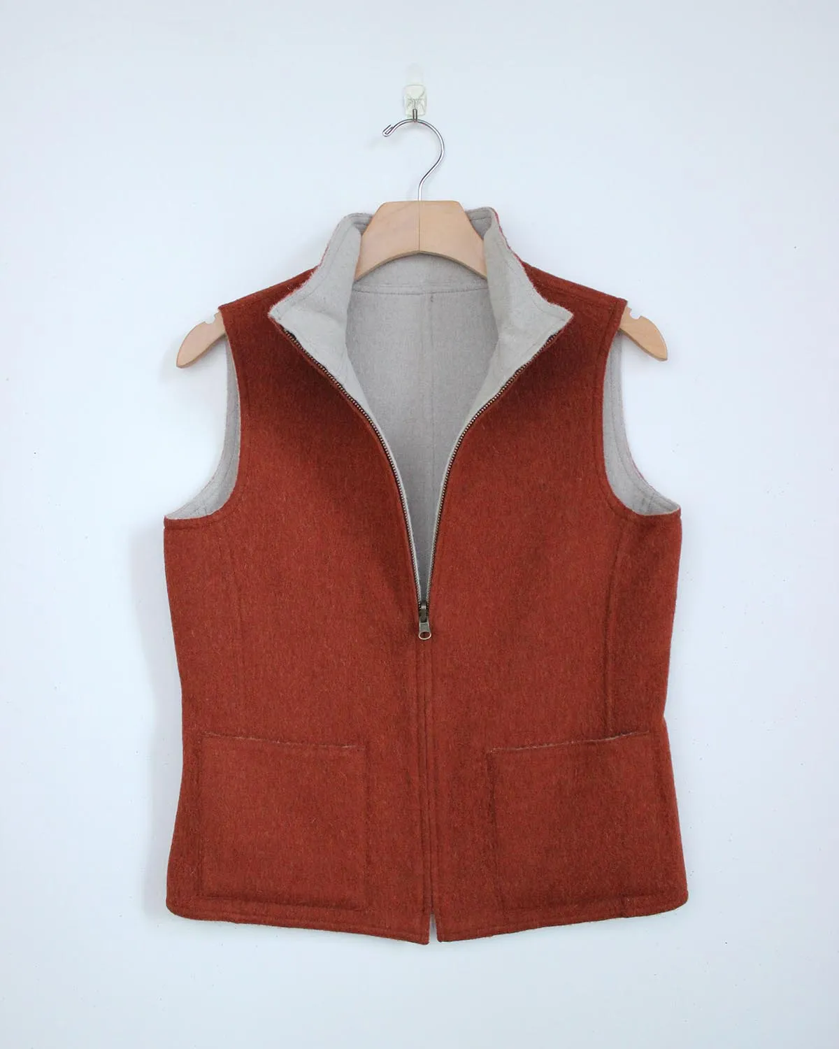 Reversible Alpaca Zip Vest With Pockets