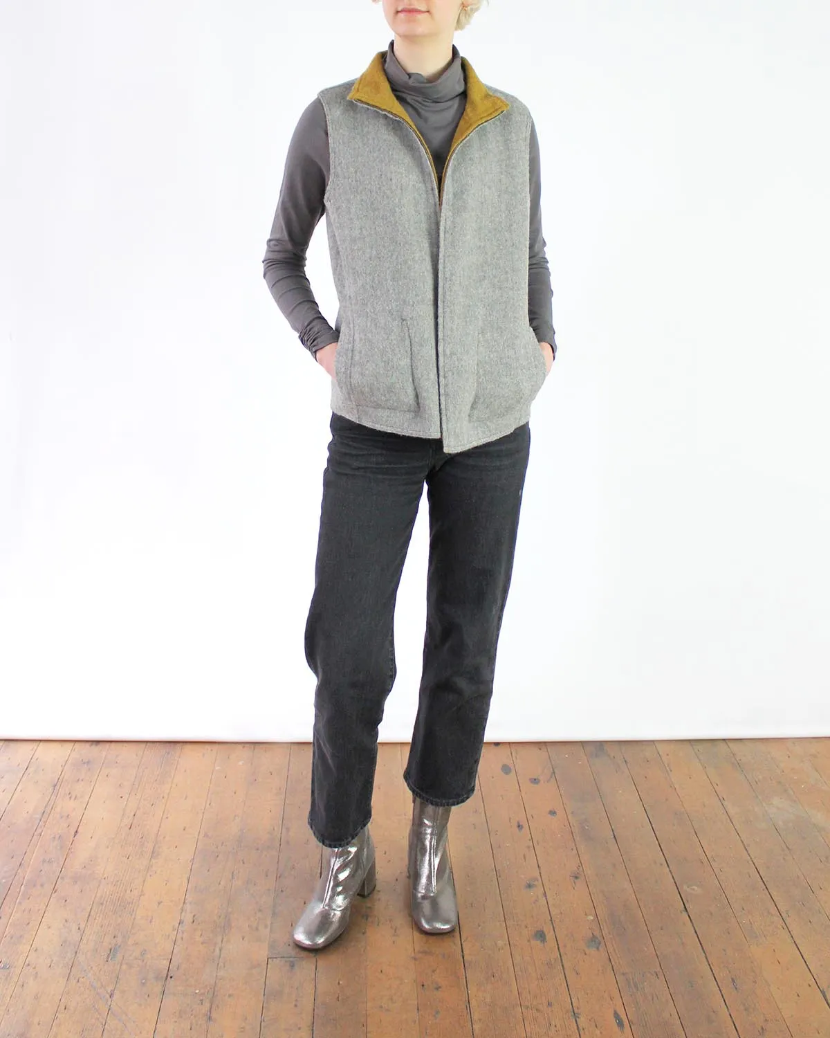 Reversible Alpaca Zip Vest With Pockets