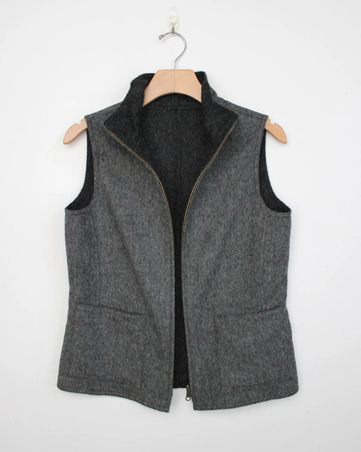 Reversible Alpaca Zip Vest With Pockets