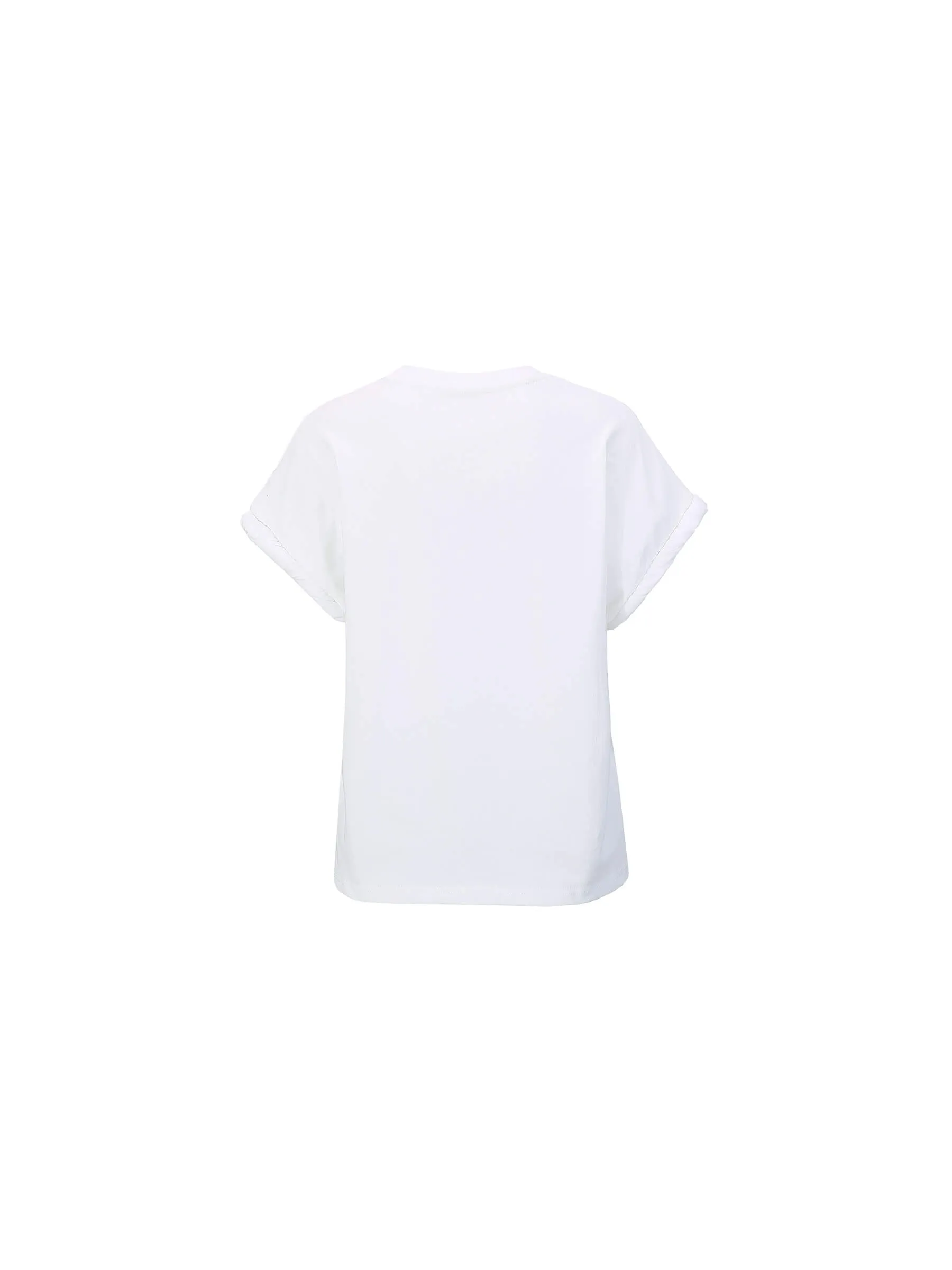 Round Neck White Casual T-shirt