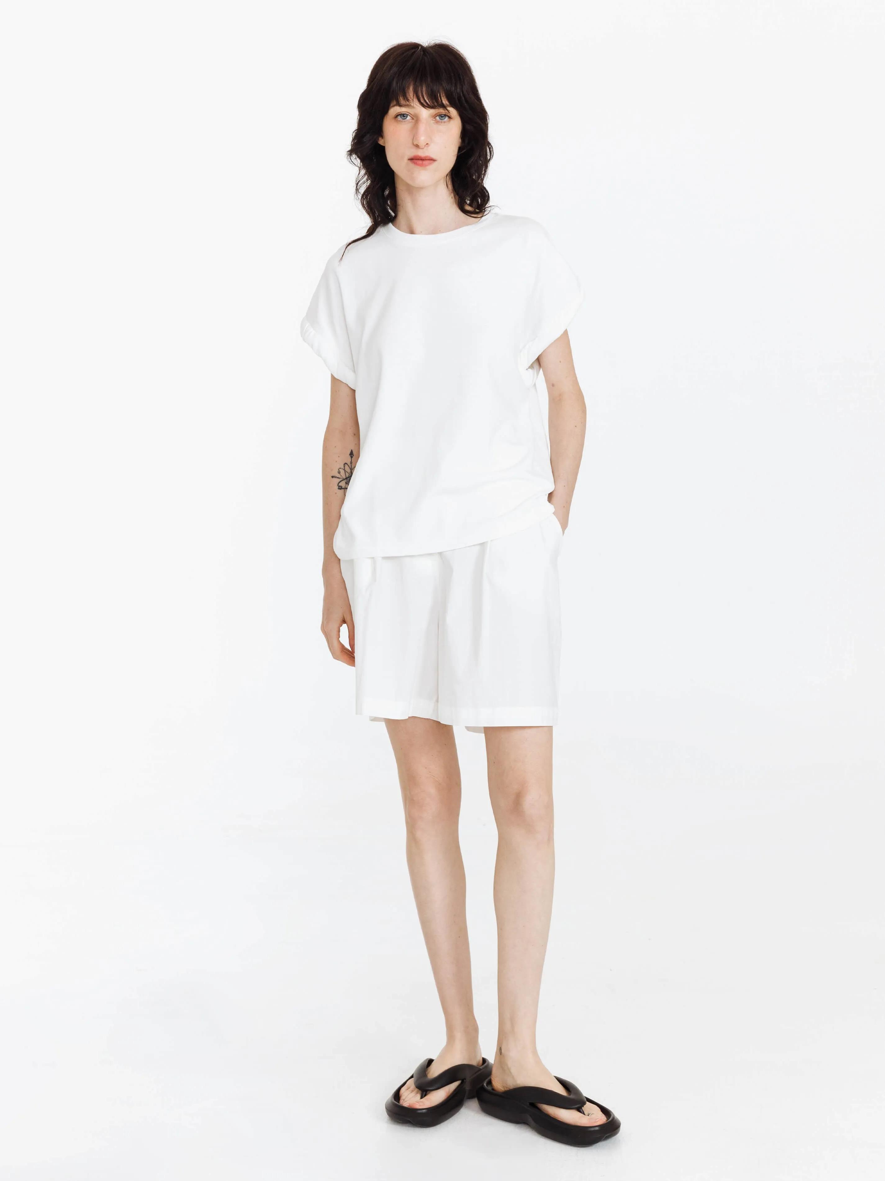 Round Neck White Casual T-shirt