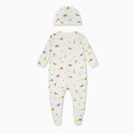 Safari Clever Zip Baby Pajamas & Hat Set