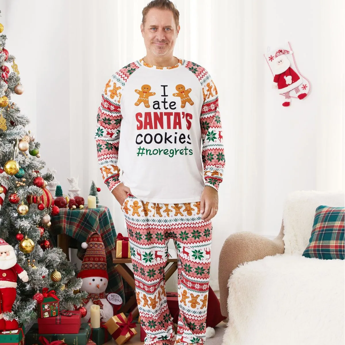 Santa's Cookies Gingerbread Family Pajamas Christmas