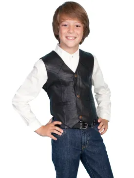 Scully Leather Kids Boys Black Lamb Western Vest