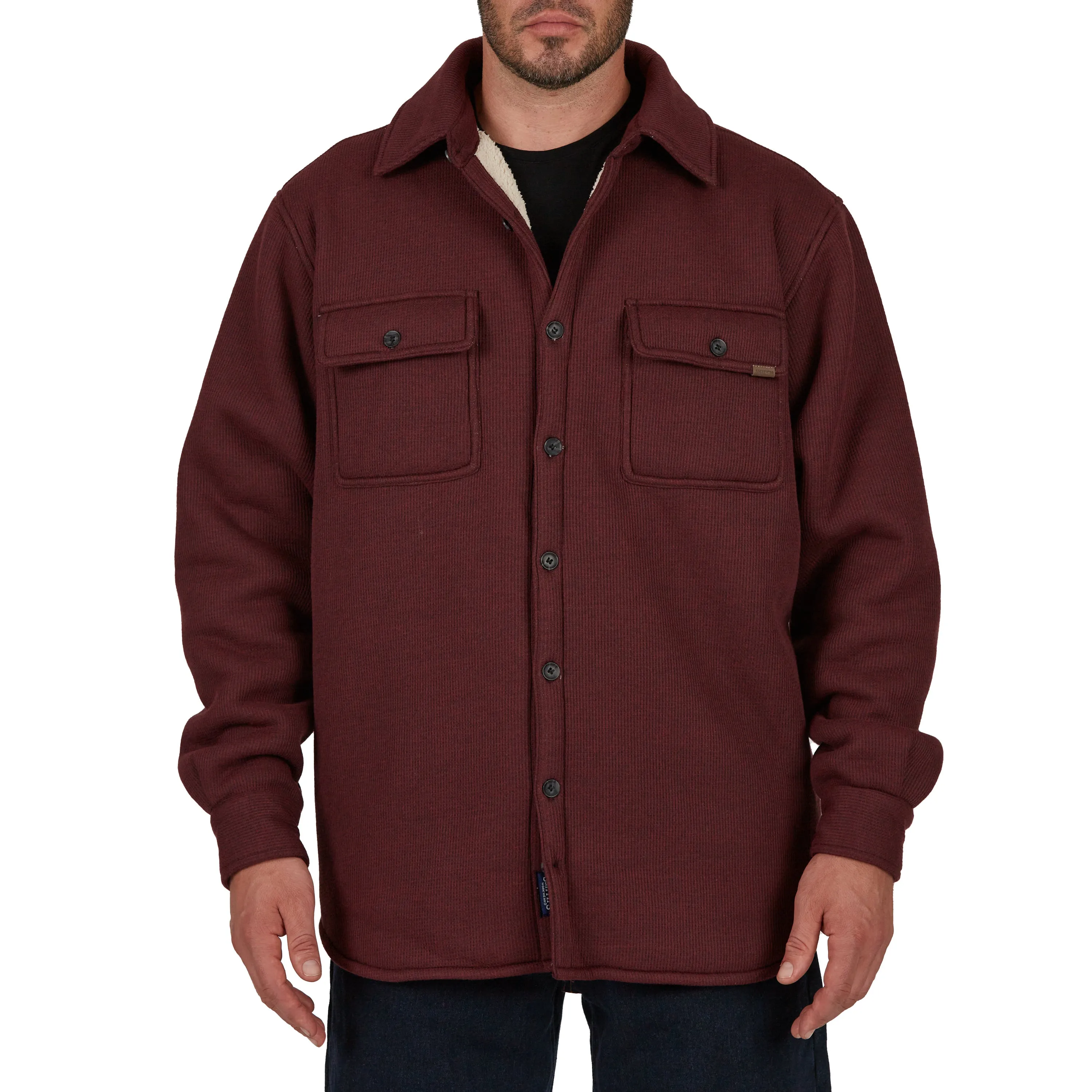 SHERPA-LINED HEATHERED THERMAL SHIRT-JACKET