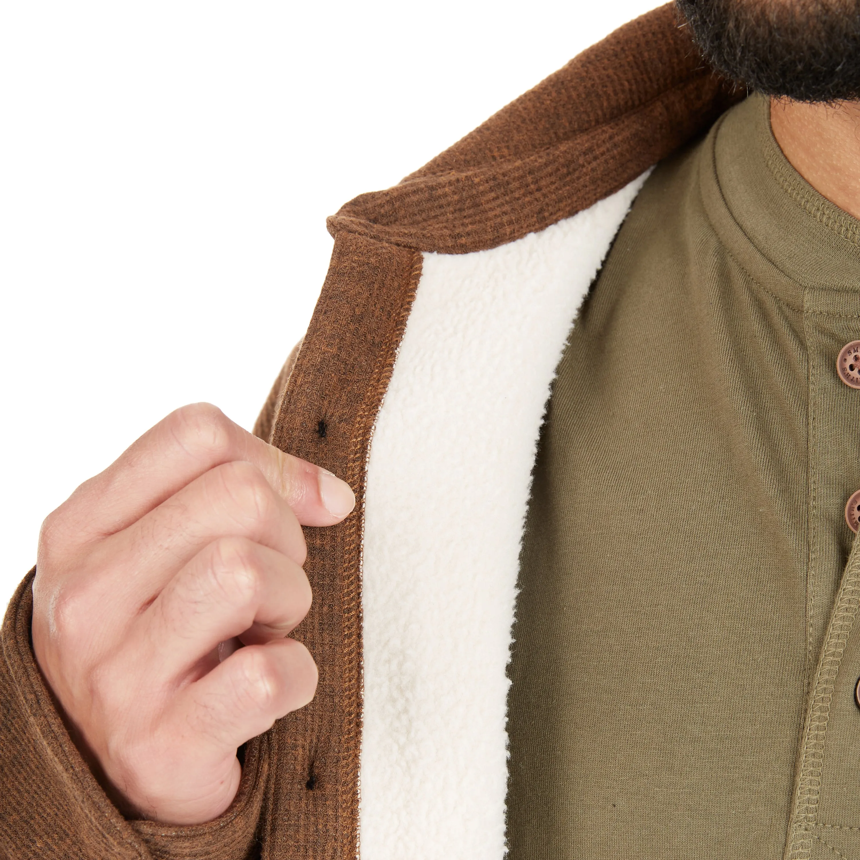 SHERPA-LINED HEATHERED THERMAL SHIRT-JACKET