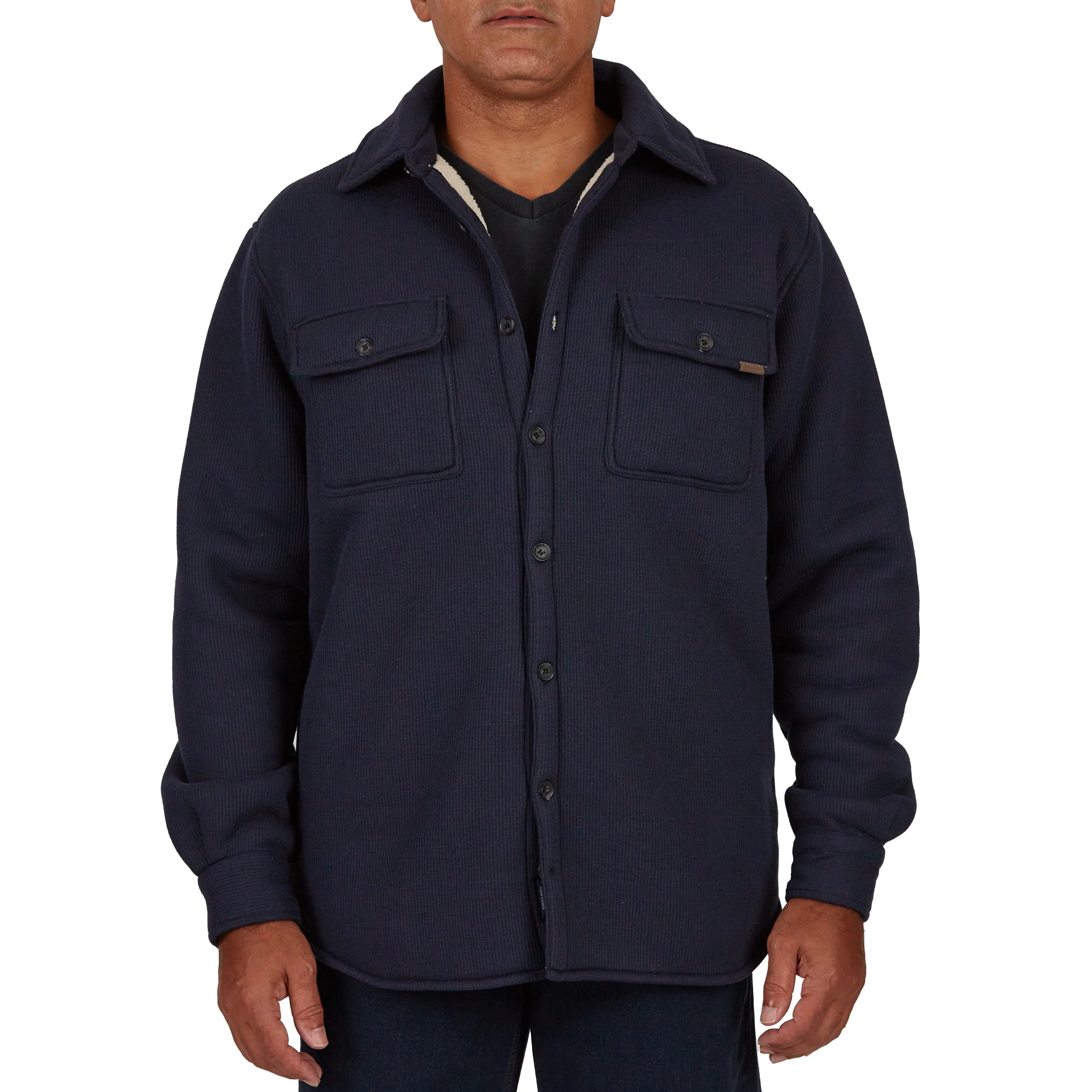 SHERPA-LINED HEATHERED THERMAL SHIRT-JACKET