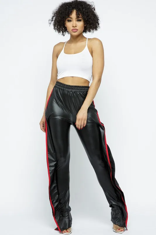 SIDE LEG DETAIL PU PANTS