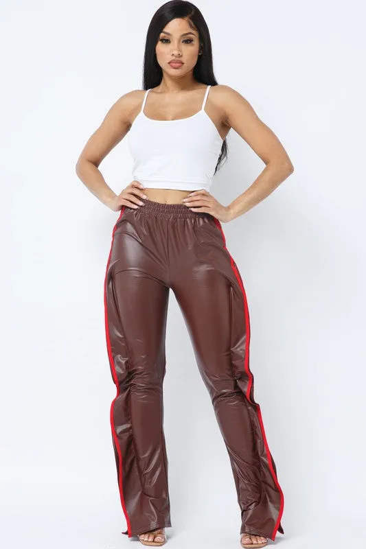 SIDE LEG DETAIL PU PANTS