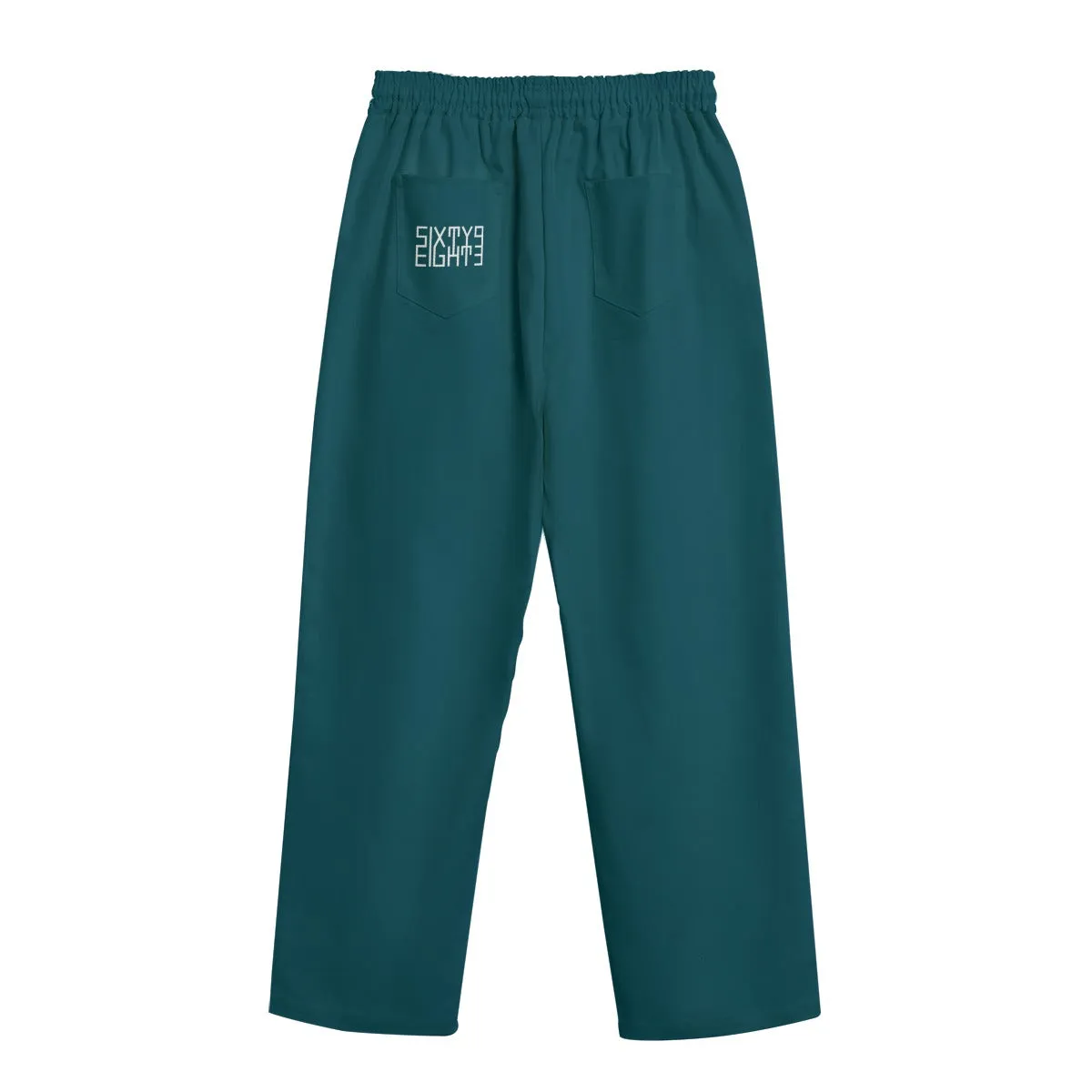 Sixty Eight 93 Logo White Dark Teal Unisex Straight Casual Pants