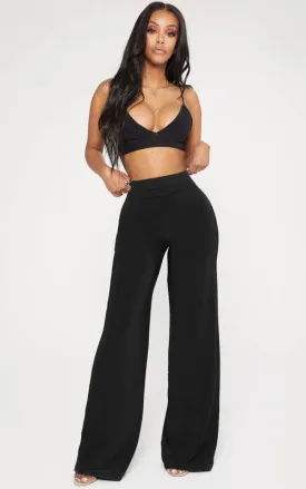 SOLID HIGH WAIST WIDE LEG PANTS