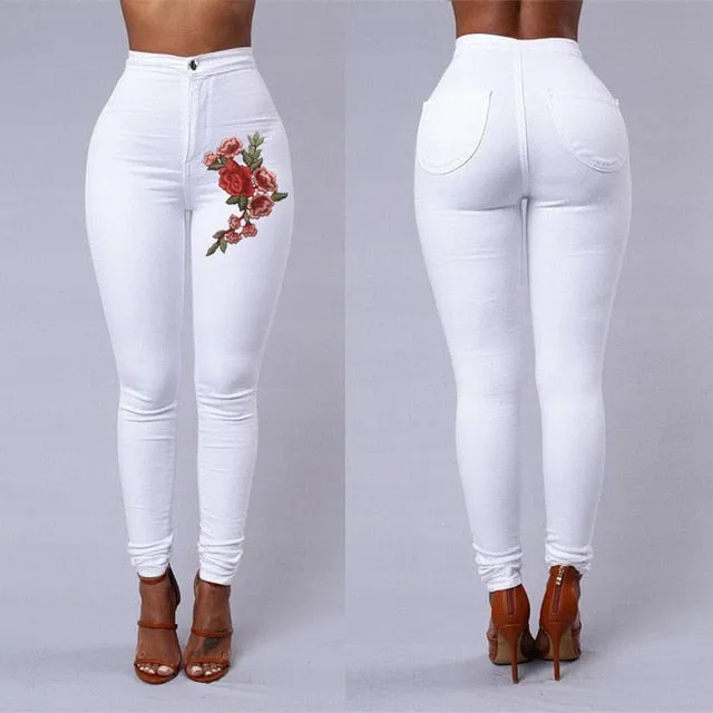 Solid Wash Jeans Woman High Waist Pencil Pants