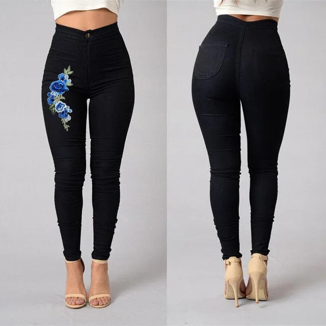 Solid Wash Jeans Woman High Waist Pencil Pants