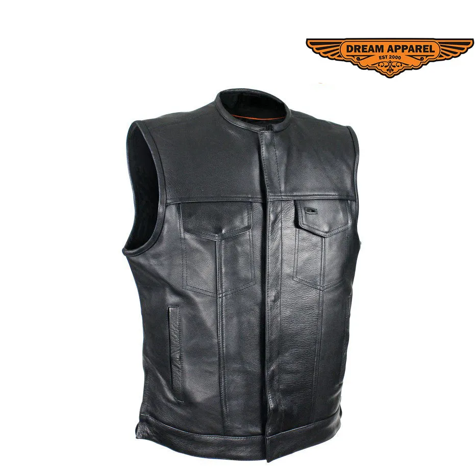 Split Cowhide Leather Vest With Gun Pockets