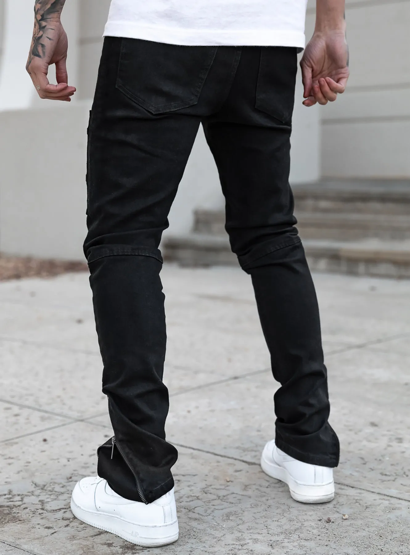 Stacked Track Jeans V3 in Jet Black