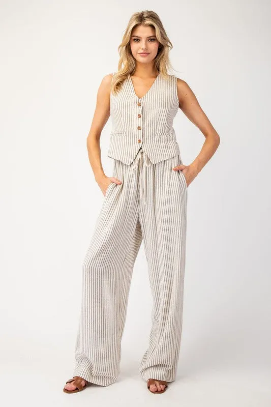 Stripped Vest and Pant Set