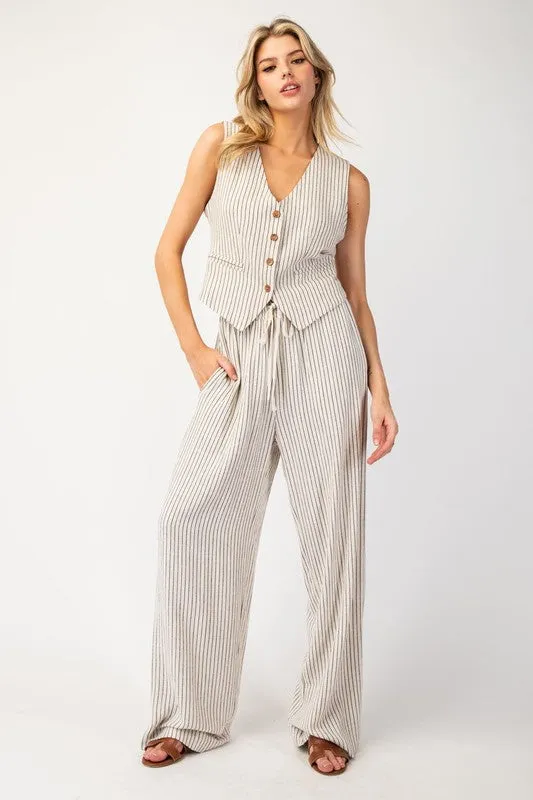 Stripped Vest and Pant Set