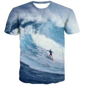 surf T-shirt Men The sea T-shirts Graphic sport Shirt Print Cool T shirts Funny