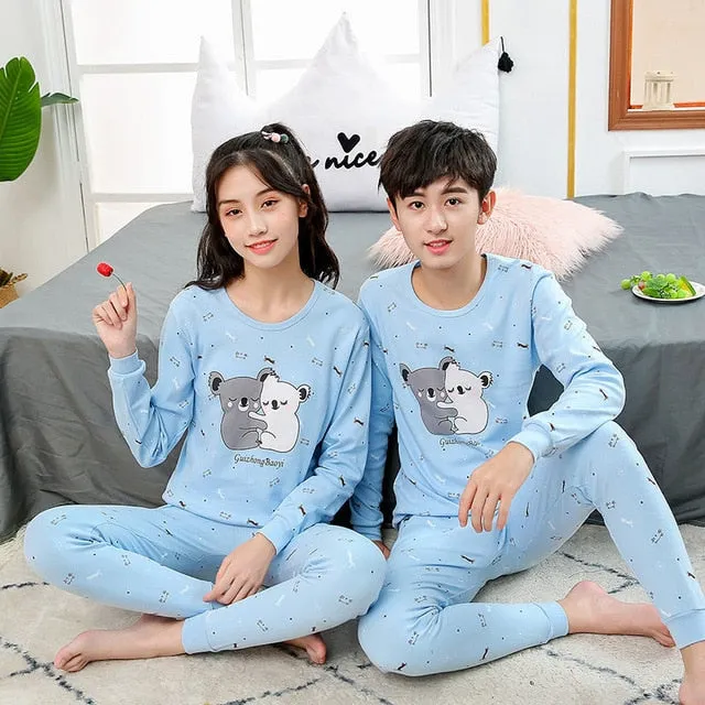 Teens Pajamas Long Sleeve Cotton Pyjamas Kids Clothes Sets Cartoon Big Boy Sleepwear Cute Pajamas For Girls 10 12 14 16 18 Years