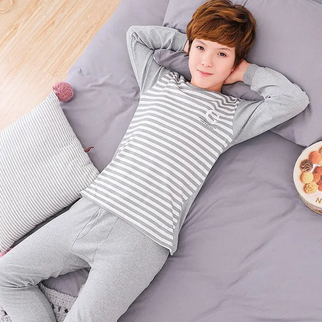 Teens Pajamas Long Sleeve Cotton Pyjamas Kids Clothes Sets Cartoon Big Boy Sleepwear Cute Pajamas For Girls 10 12 14 16 18 Years