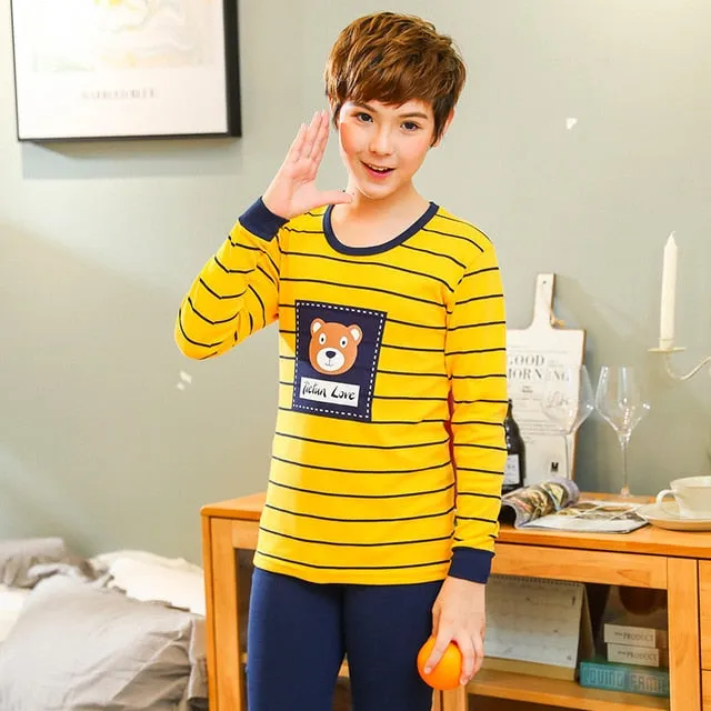 Teens Pajamas Long Sleeve Cotton Pyjamas Kids Clothes Sets Cartoon Big Boy Sleepwear Cute Pajamas For Girls 10 12 14 16 18 Years