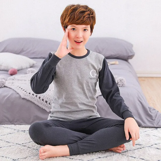 Teens Pajamas Long Sleeve Cotton Pyjamas Kids Clothes Sets Cartoon Big Boy Sleepwear Cute Pajamas For Girls 10 12 14 16 18 Years