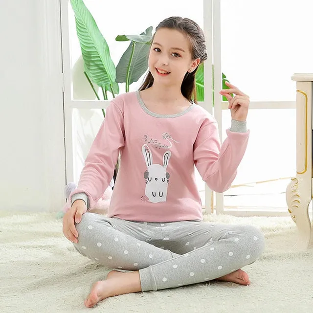 Teens Pajamas Long Sleeve Cotton Pyjamas Kids Clothes Sets Cartoon Big Boy Sleepwear Cute Pajamas For Girls 10 12 14 16 18 Years