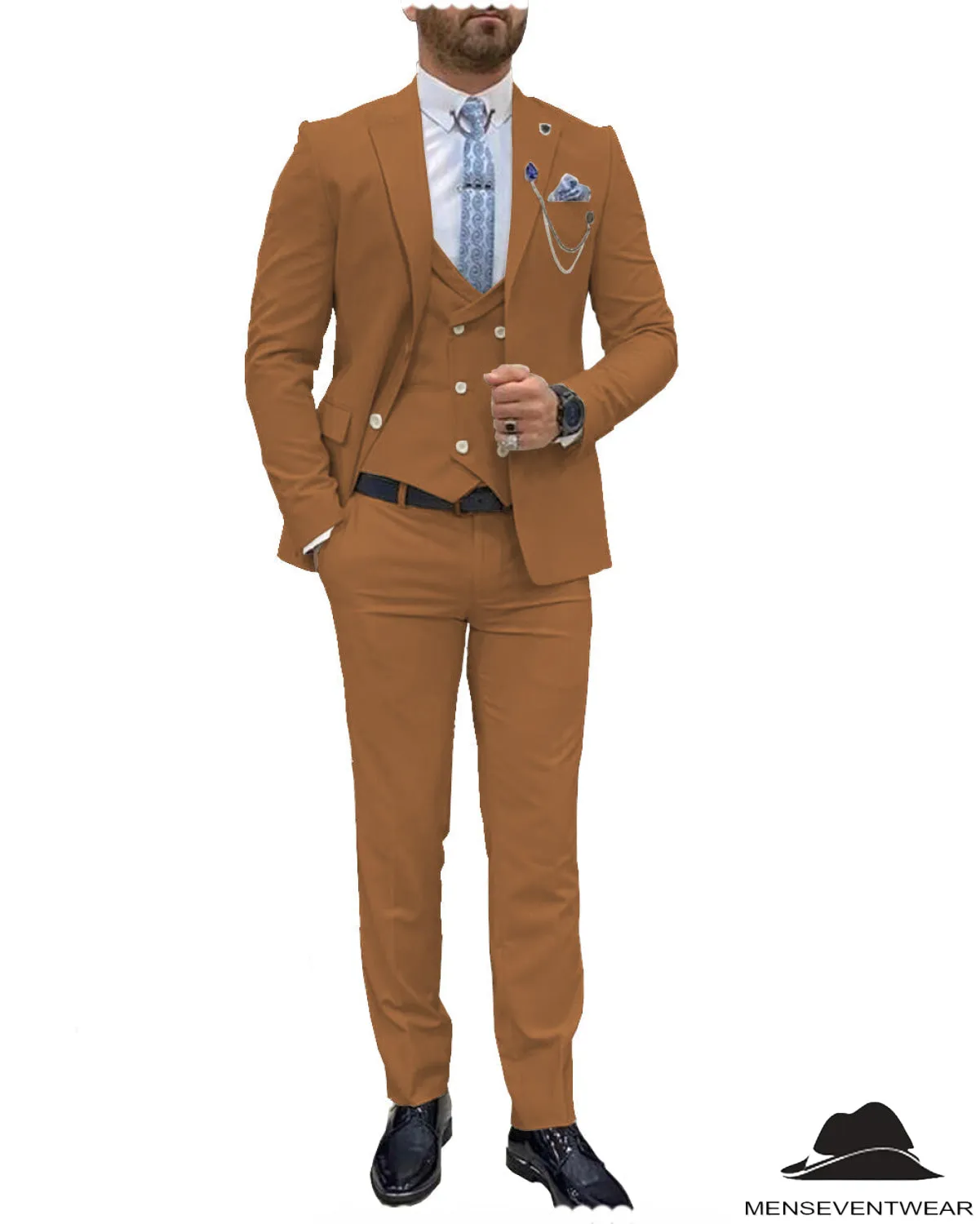 Trendy Flat Peak Lapel 3 Piece Men's Wedding Suit (Blazer   Vest   Pants)