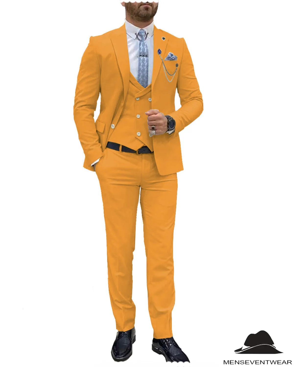 Trendy Flat Peak Lapel 3 Piece Men's Wedding Suit (Blazer   Vest   Pants)