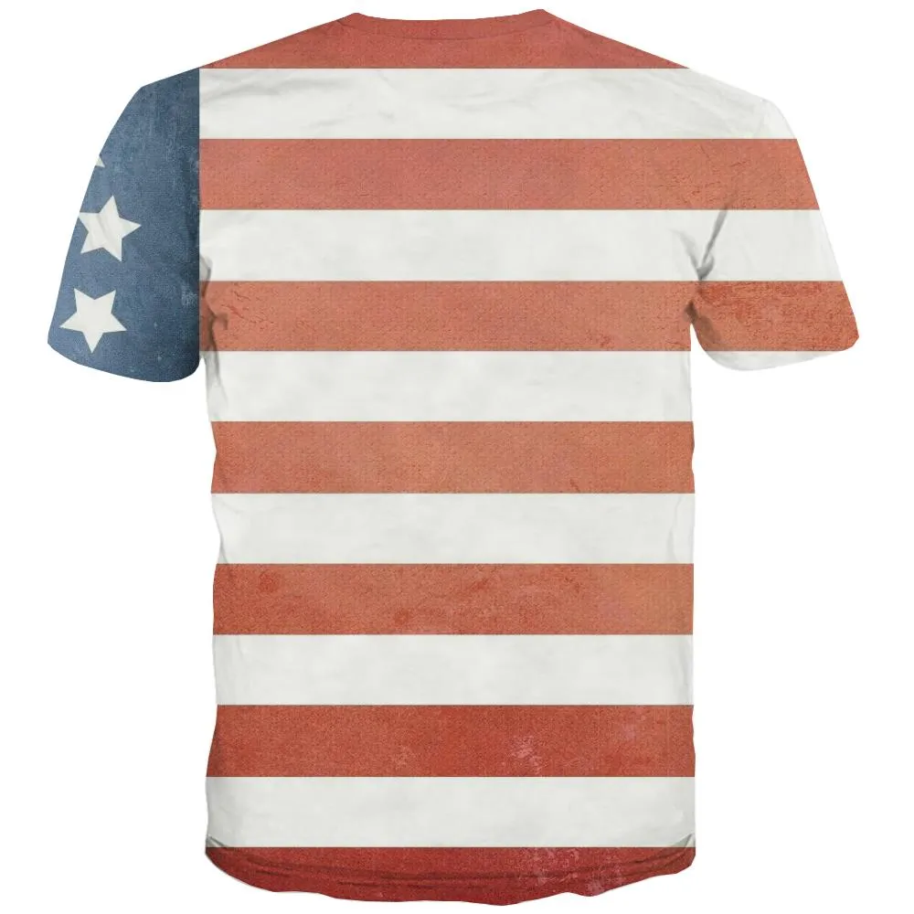 USA T shirts Men Flag Tshirt Printed Statue Tshirts Novelty Country Tshirts Cool