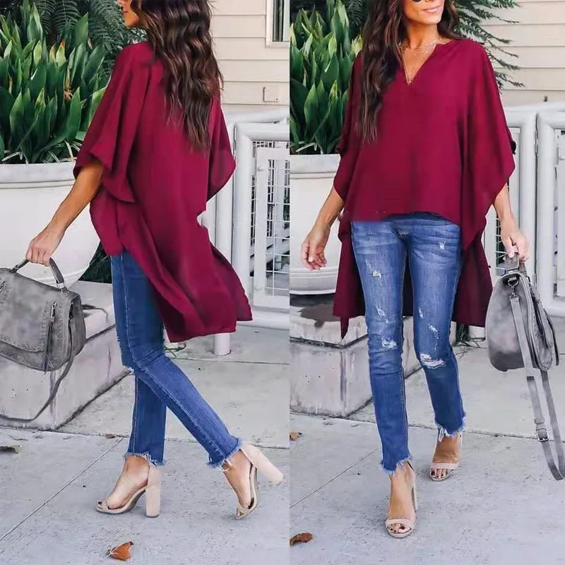 V Neck Raglan Sleeve Shirt